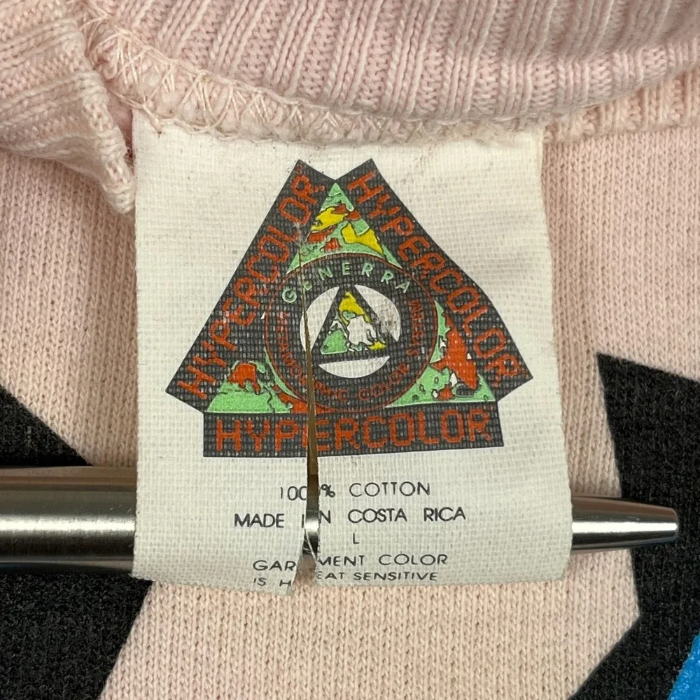 Vtg 90s Hypercolor Sweatshirt Mens L Pink Heat X Change Color Changing Graphic